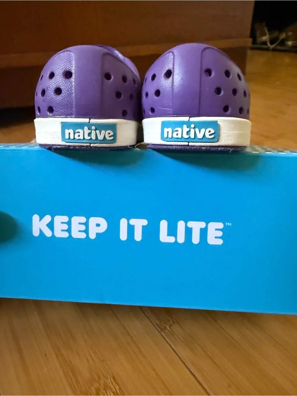 Native Kids Water Shoes — Purple with White Toe